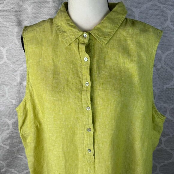 ☀️ Tahari 100% Linen Sleeveless Collared Dress - Size 2X - Picture 3 of 5